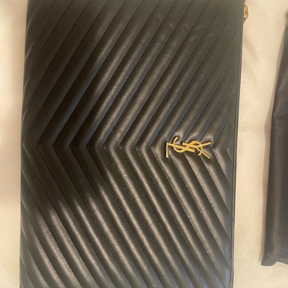 Saint Laurent Large Monogram Logo Pouch with wristlet - Picture 7 of 10